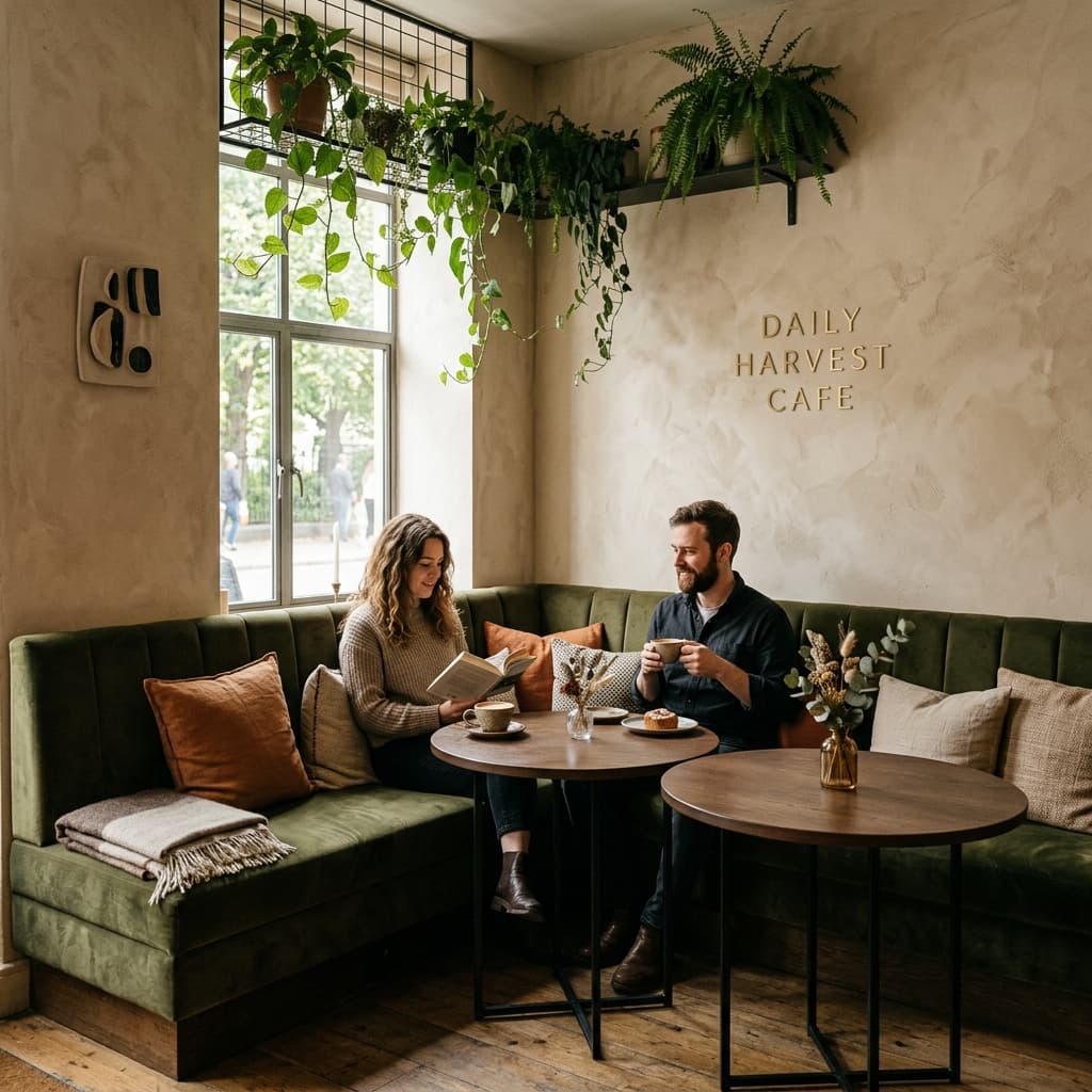 A cozy corner at Brew & Blossom